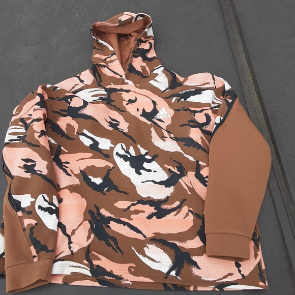 ADIDAS ALLOVER PRINT DESERT CAMOFLAGE HOODIE GQ2911 PULLOVER MENS XXL/2XL  EUC - Picture 5 of 16